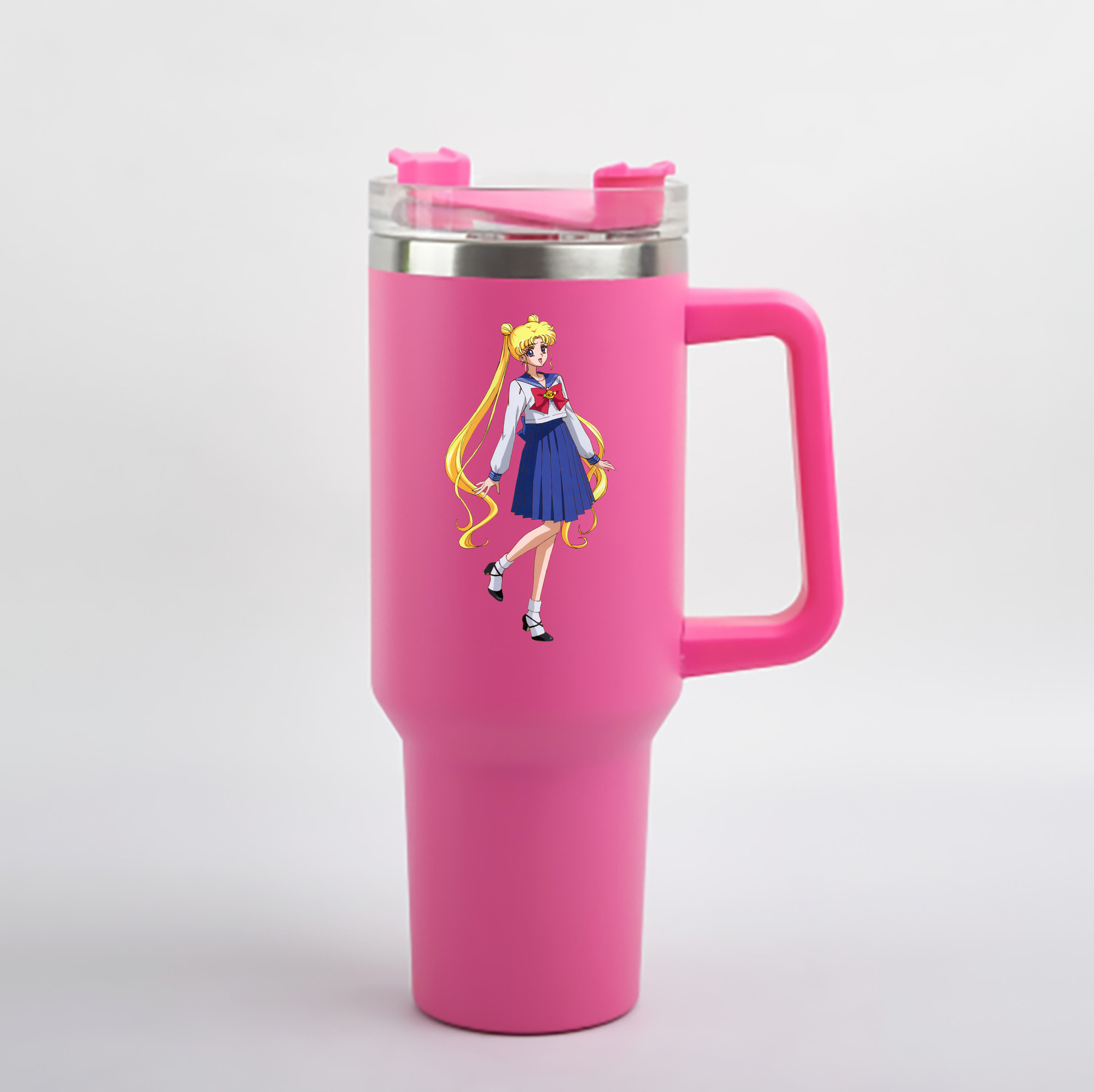 （画像用） 美少女戦士セーラームーン 愛野 美奈子 あいの みなこ Sailor Moon Aino Minako 1200mL車用タンブラー - クリスタルステッカー（プラスチックストロー付き）